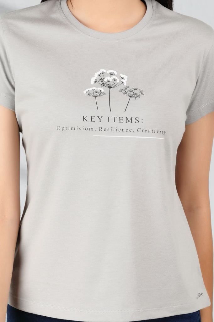 Grey Women Short Cotton Tee